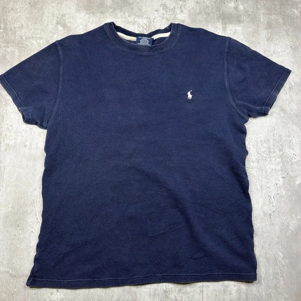 Polo Ralph Lauren Men's M Blue Waffle Knit Thermal Short Sleeve Shirt Sleep